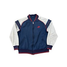 Nike Track Jacket Mens Medium Swoosh Check Vintage Full Zip 80s 90s Navy Blue