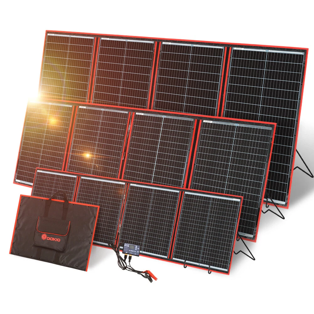 Dokio Solarpanel 100w 200w 300w Faltbar Tragbar für Batterie Wohnmobil Camping