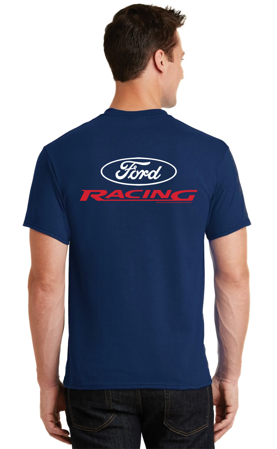 Ford Racing T-shirt Mens Graphic Tees Ford Mustang Parts Accessories Front Back-image