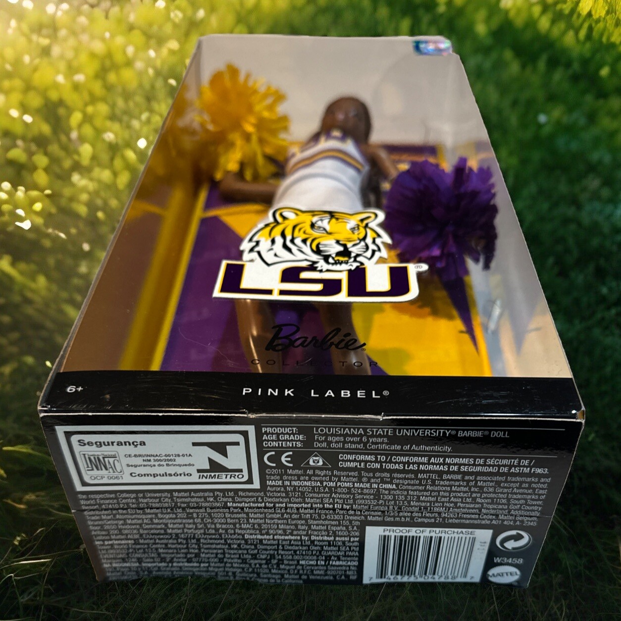 LSU Barbie African-American Collector Pink Label Cheerleader Doll Mattel W3458🟡