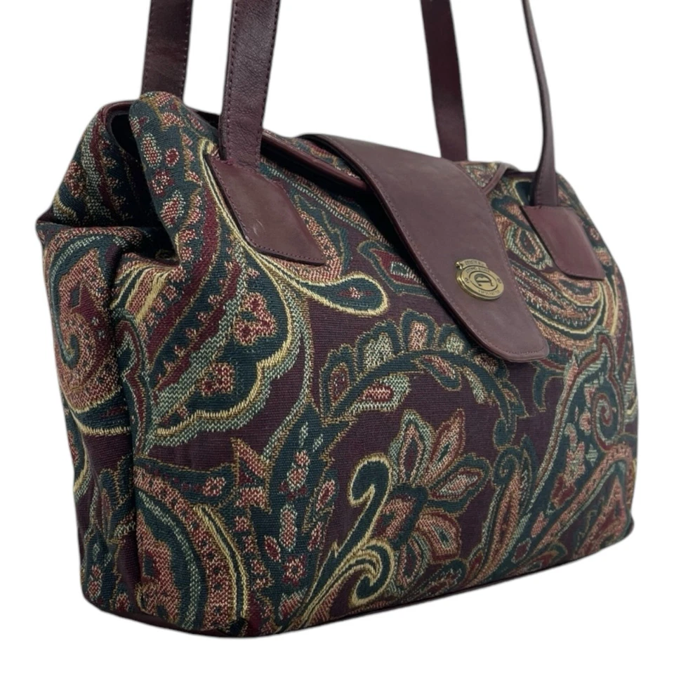 Bolso de Mano de Colección Años 80 90 ETIENNE AIGNER Tapiz Cuero Bolso de Mano Laptop Viaje Foto 4 de 4