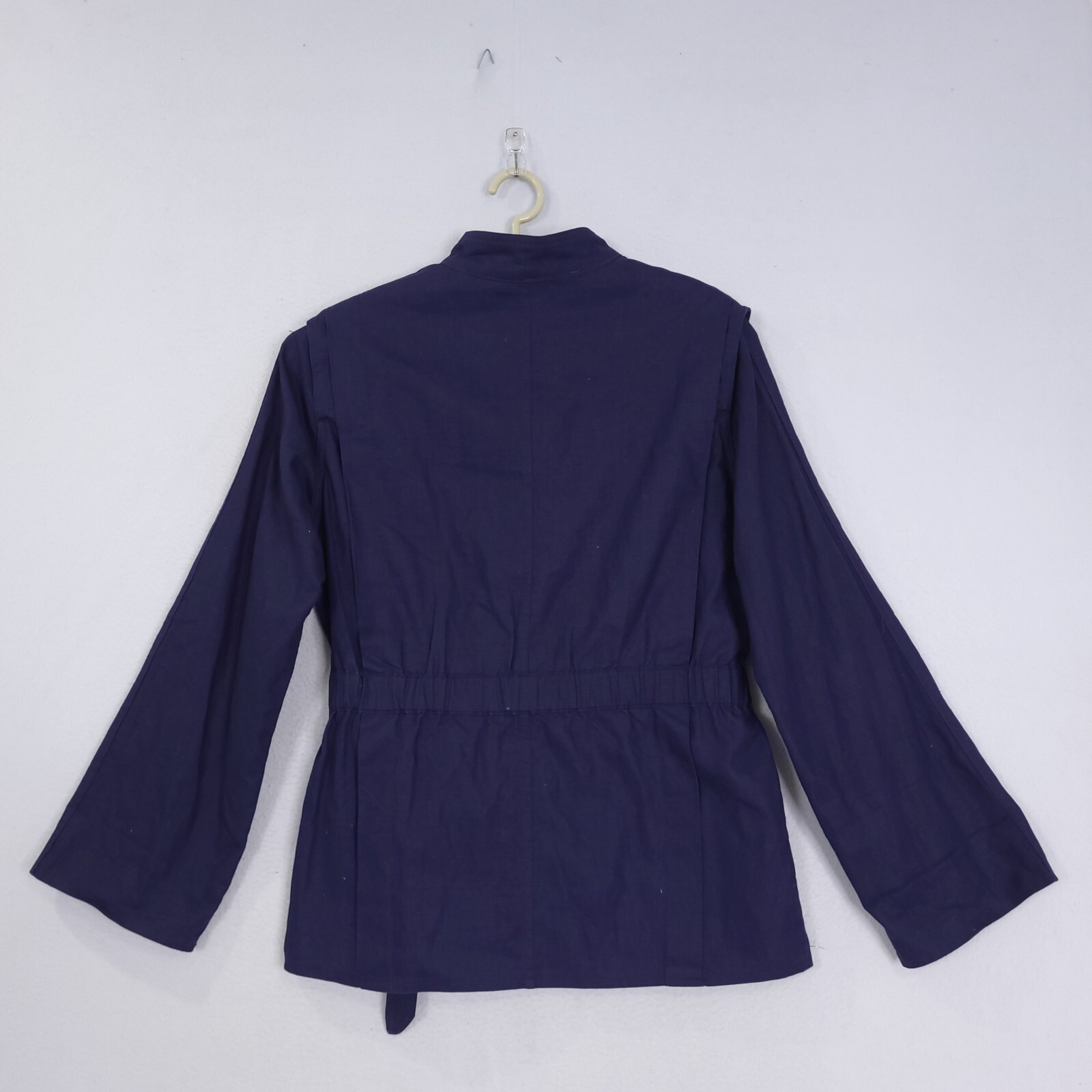 Vintage Izod Lacoste Jacket Size L Wide Sleeve Belted Navy Blue Tennis thumbnail 2