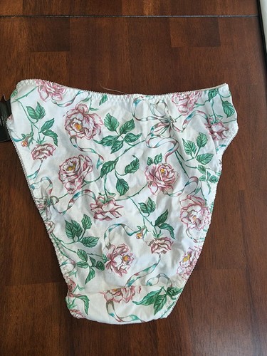 Vintage Vanity Fair Cotton Hi Leg Waist Floral rose Cottage Lace Panties L - Picture 5 of 6