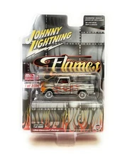 Johnny Lightning 1:64 1966 Chevy Pick Up Truck Silver w/Flames Model JLCP7361-4B
