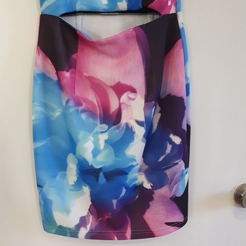 Size 12 Ally Fashion Dress Floaral Colourful Pink And Blue Sleeveless - Picture 3 of 11