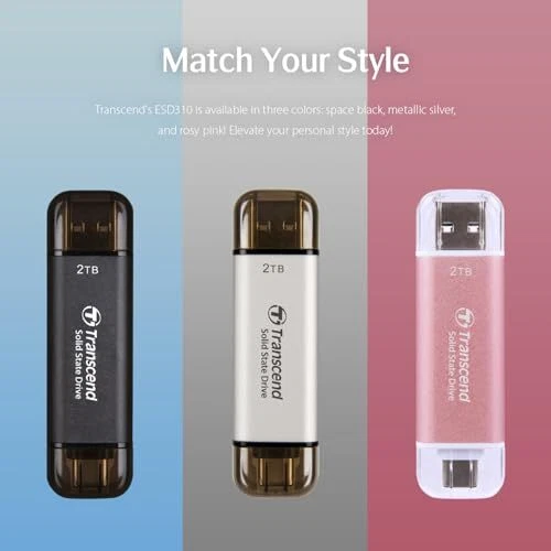 Transcend ESD310C 1TB Portable SSD 10Gbps Fast Storage USB Type A C External ... - Image 4 of 4