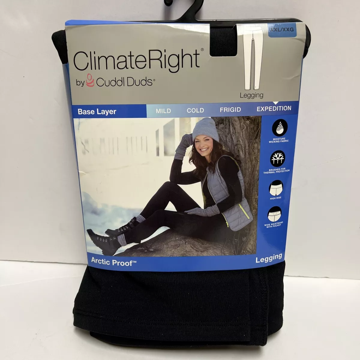 Climate Right by CUDDL DUDS Womens Arctic Proof Black Leggings Base Layer  NEW 2X