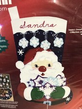 Janlynn Felt Applique Christmas Stocking Santa's Snowflake Kit 18" 2005 Open