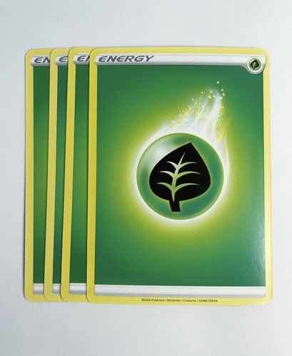 2020 Pokémon TCG 4X Basic Grass Energy Cards - Picture 2 of 2