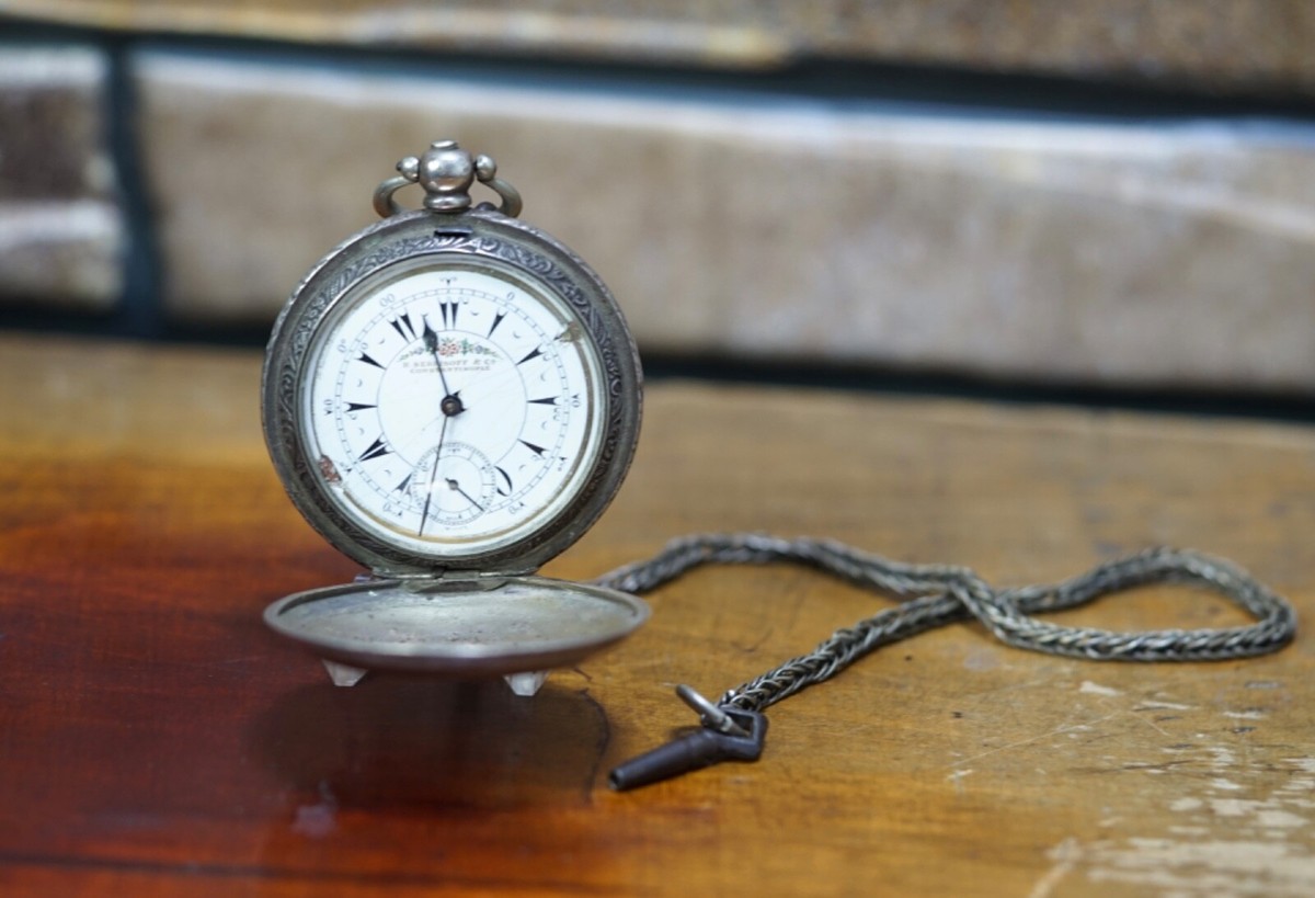 BILLODES Serkisoff Constantinople Ottoman Silver pocket watch chain key