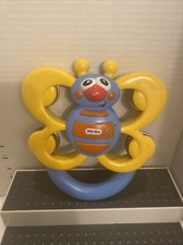 Vintage 90  s Little Tikes Butterfly Tambourine Musical Rattle Toy .