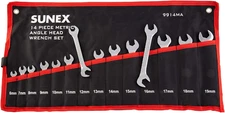 SUNEX TOOLS 9914M Metric Angle Wrench Set, Fully Polished, 6mm - 19mm, 14-Piece