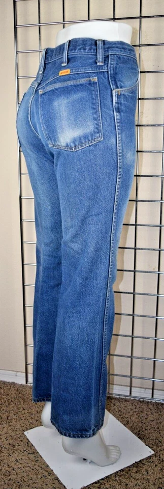 Винтажные джинсы Rustler от Wrangler W28 L29 синие выцветшие 70-е 80-е прямые штанины сделано в США - Изображение 4 из 4