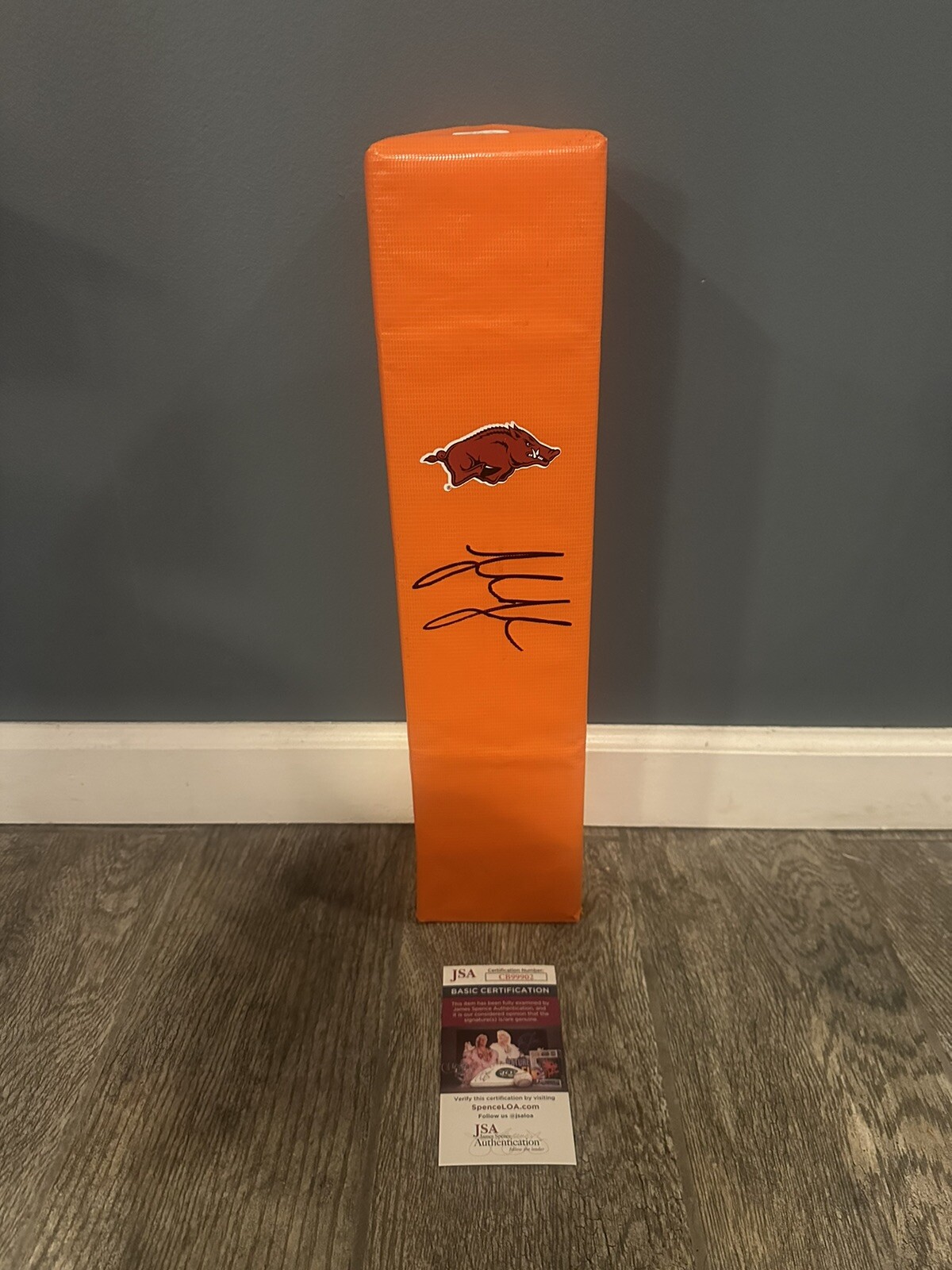 LANDON JACKSON SIGNED ARKANSAS RAZORBACKS TOUCHDOWN PYLON JSA COA AUTOGRAPHED 