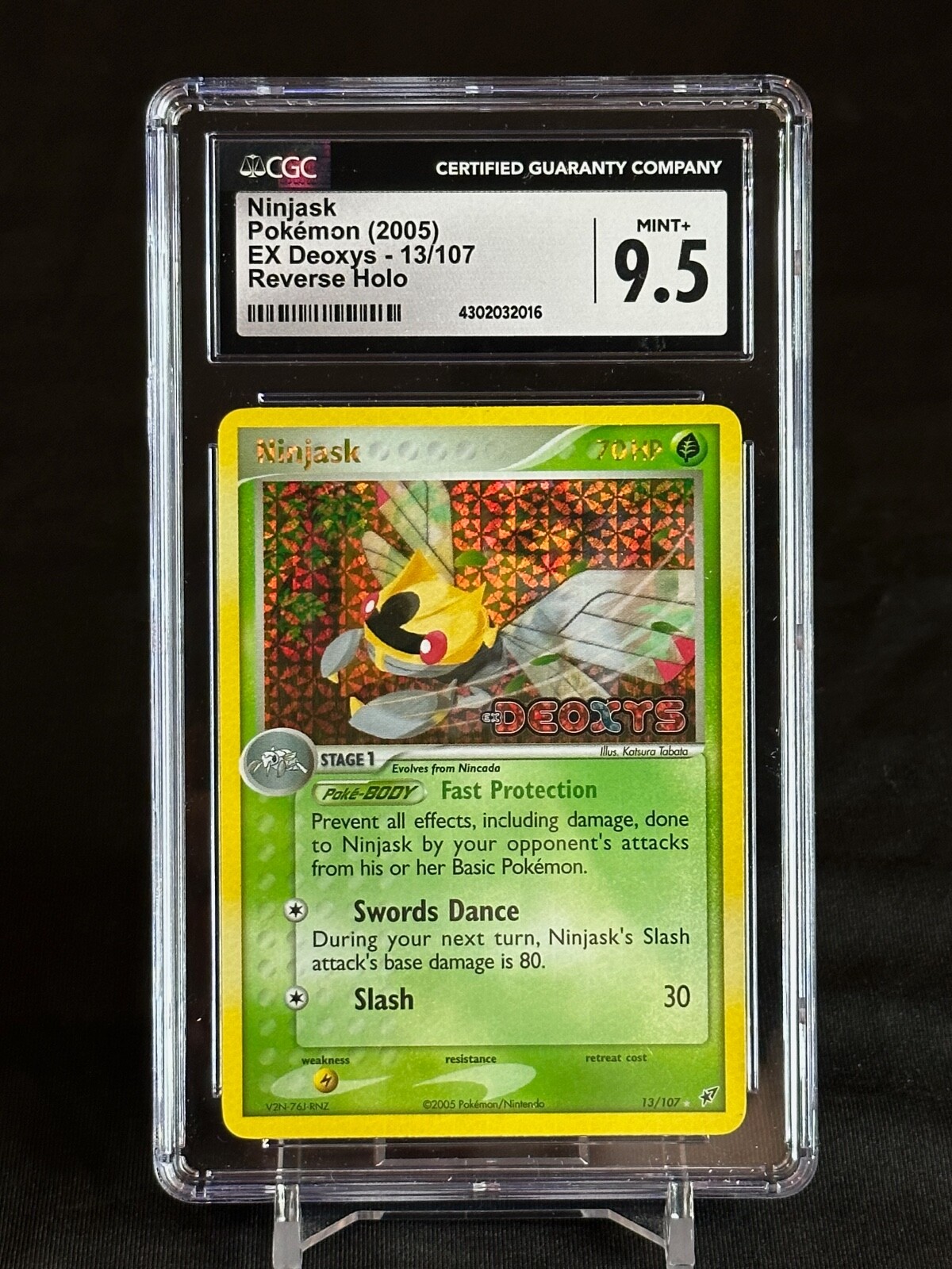 Pokemon 2005 Ex Deoxys 13/107 Ninjask reverse holo CGC 9.5 Mint +