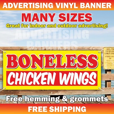 BONELESS CHICKEN WINGS Advertising Banner Vinyl Mesh Sign chicken street hot