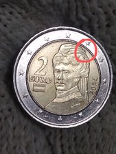 Moneta da 2€ Austria 2024 con Eccesso di Conio su Cartina dell'Europa + Capelli