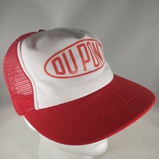 Du Pont Hat Red White Trucker Snapback Mesh DuPont Vintage Automotive Racing Cap