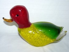 Glass Duck Large Very Heavy Made In China 6" X 11" X 4"