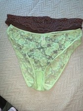 Vintage Delta Burke 10-3x Nylon Sheer Lace Green Brown Panties NWOT