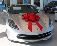 30" Big Red Velvet Suction Cup Car Bow - Made In USA