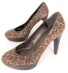 leopard stacked heels