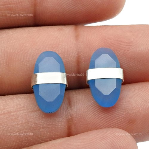 Chalcedony Gemstone 925 Sterling Silver Stud Earrings For Her Women Gift - Picture 4 of 8