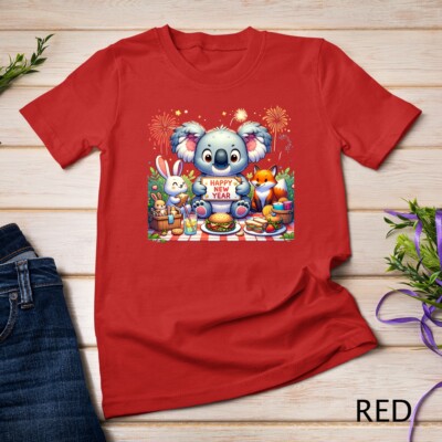 Koala, Rabbit, and Fox Celebrate New Year 2025 Funny T-shirt Unisex T-shirt