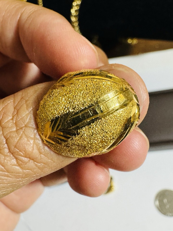 21K 875 21C Yellow Real Fine Saudi Gold Unique Style Dome Ring Fits 6/6