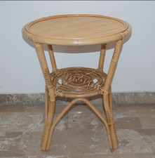 TAVOLO TAVOLINO ROTONDO VIMINI RATTAN GIUNCO LEGNO GIARDINO ITALIA