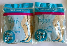 Leggs Plus Knee Highs Today’s Girl Sheer Toe Suntan 6 Pairs 2005