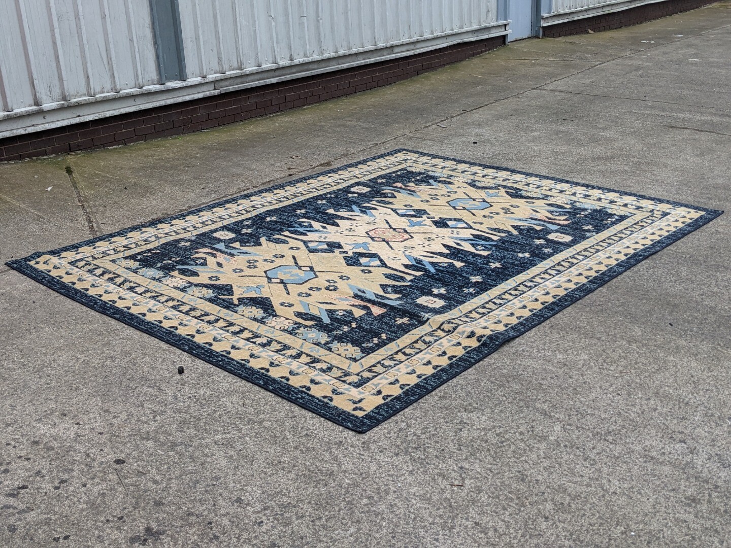 Unique Loom Heriz Collection 9' x 12' Navy Area Rug Jute Backing 0219A