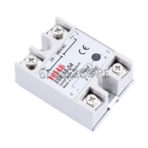 Modulo Rel&egrave; A Stato Solido SSR-50DA Ingresso DC 3-32V Uscita AC 24-380V 50A Con Dissipatore
