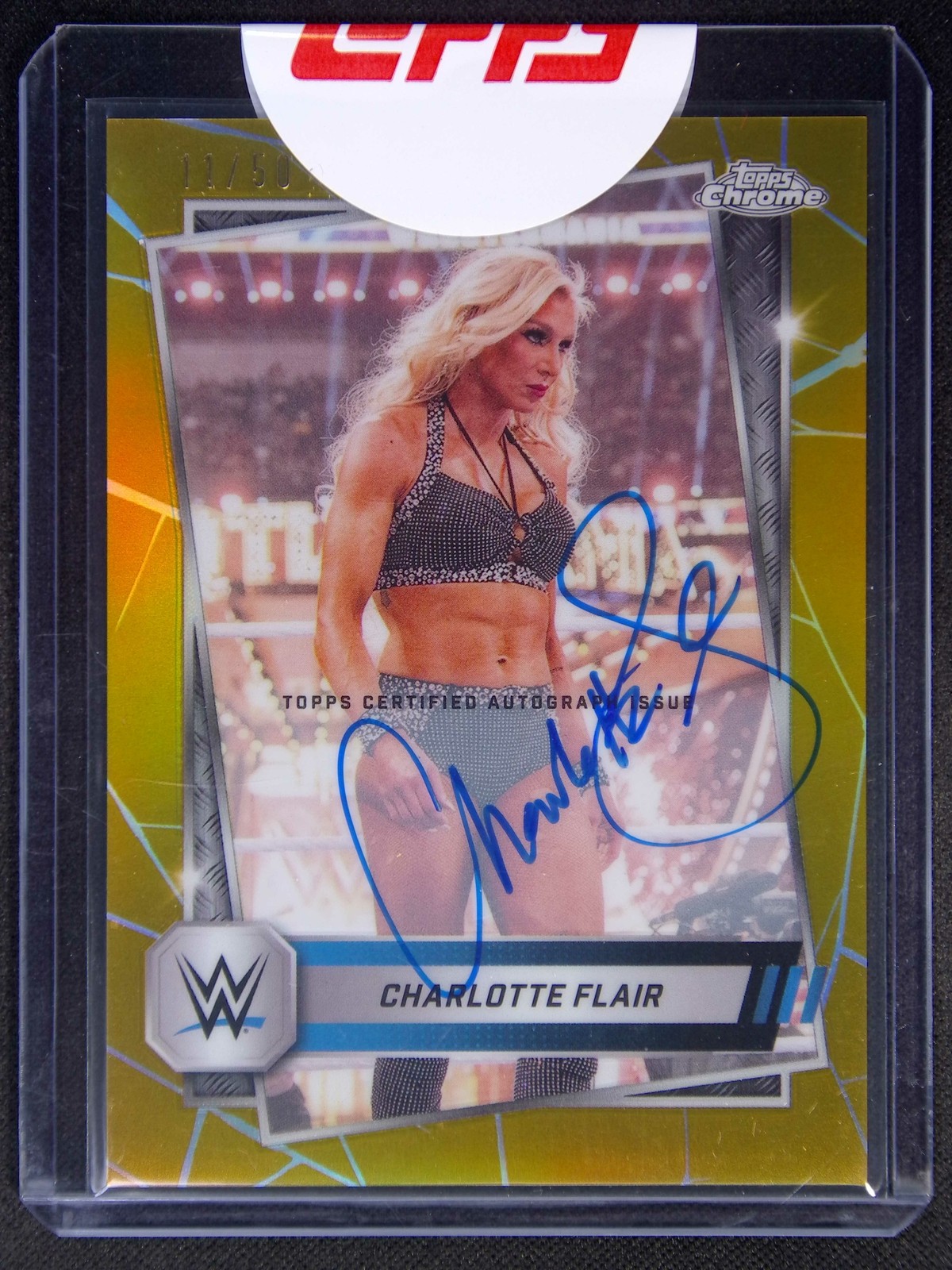 2025 Topps WWE Chrome - Charlotte Flair - GOLD Refractor Auto /50