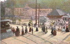 Stanton Park Steubenville Ohio Laughing Gallery Postcard VTG RR Roller Coaster