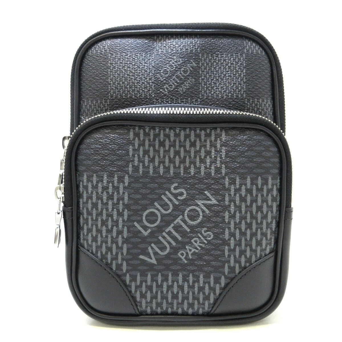 Auth LOUIS VUITTON Amazon Sling Bag N50012 Graphite Damier Graphite 3D RFID TAG s l1200