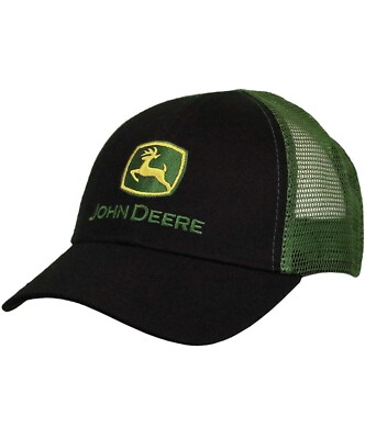 John Deere Kid's Embroidered Mesh Back Cap Black youth