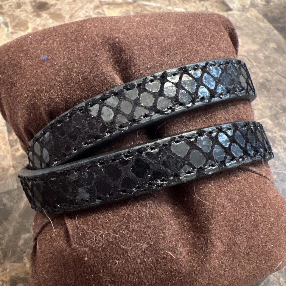 Michael Kors Black Leather Double Wrap Bracelet with Gold Rhinestone Stud Accent - Image 4 of 4