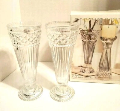 Fifth Avenue Crystal Estate 10" Reversible Vase Candleholder Set Of 2