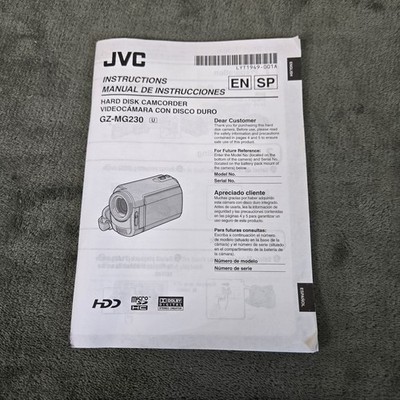 Manual JVC Everio GZ-MG230 Hard Disk MANUAL ONLY Camcorder Viceo Camera EN/SP