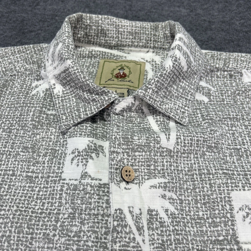 Мужская гавайская рубашка Joe Marlin с большими пальмами деревьями на пуговицах с коротким рукавом - Изображение 3 из 4