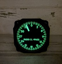 Vintage Glowing Aircraft Radio Compass Indicator Instrument Panel Gauge Aviation Vintage Glowing Aircraft Radio Compass Indicator Instrument Panel Gauge Aviation