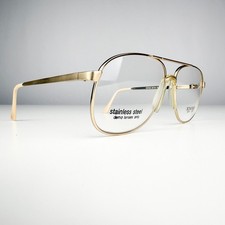 Gold Aviator Glasses Vintage 80s Glasses 1980s Eyeglass Frame Deadstock