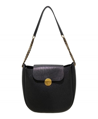 CHANEL Flap Hobo Chain Shoulder Bag Black #520