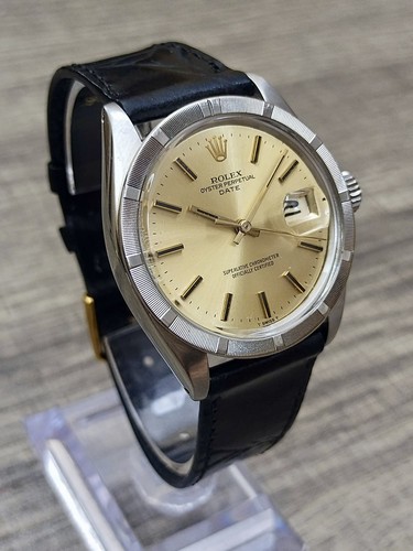 ROLEX Date Ref. 1501- ENGINE Turned Bezel  -SOLEIL Dial- Circa 1971 - GREAT -