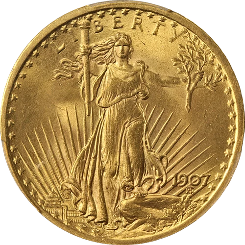 1907 Saint-Gaudens Gold $20 PCGS MS65 Superb Eye Appeal Strong Strike