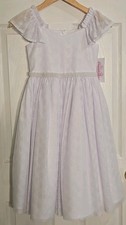 Bonnie Jean Communion Dress 7 Flutter Sleeve Flower Girl White Lace NEW