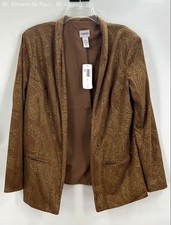 Chicos Womens Blazer Brown Paisley Lined Outerwear Chicos Size 2 Large 10-12