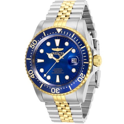 Herrenuhr Automatik INVICTA PRO DIVER 30093 Stahl Gold Blau Sub 200mt