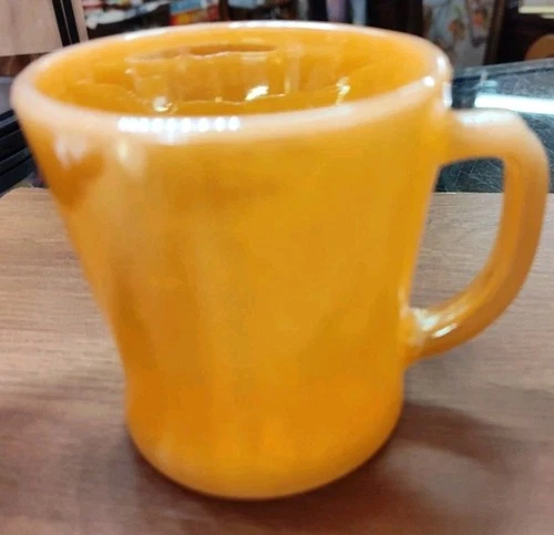 VINTAGE Fire King Peach Luster Coffee Cup D Handled Mug MCM